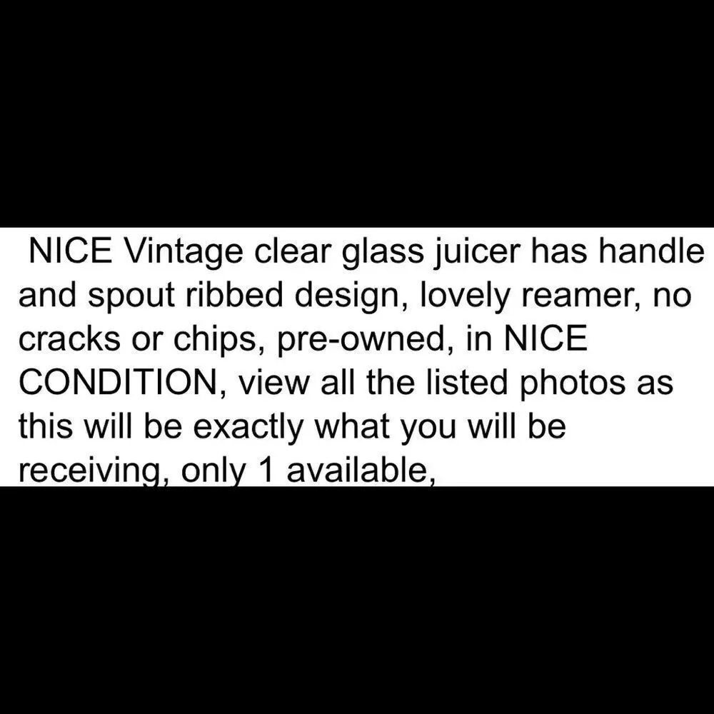 Juicer Reamer Citrus Vintage Farm House Clear Glass Ribbed Textured 8 In Long